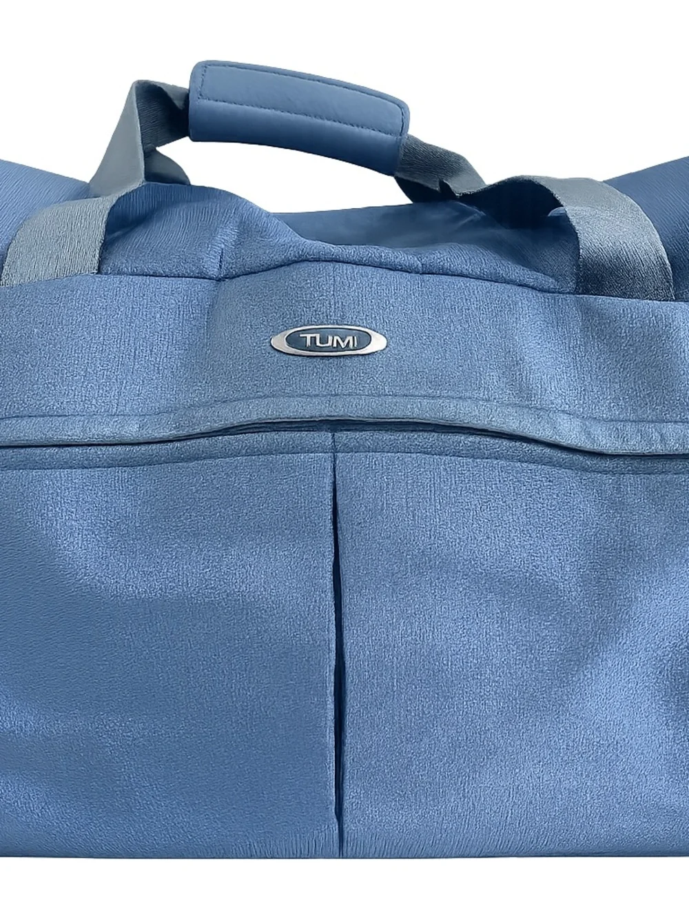 Tumi Light Blue Duffel Bag with Front & Side Pockets 21”
